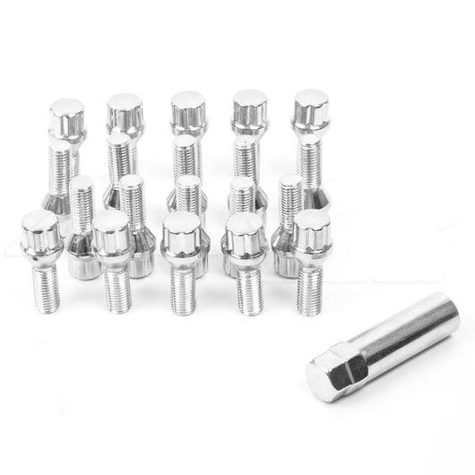 Spline Lug Bolts Chrome M14x1.25 w/ Key